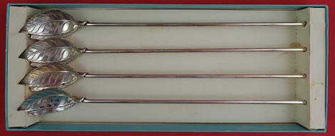 Sipper Straw set of 4 in fitted Tiffany box - Faneuil by Tiffany - Sterling 